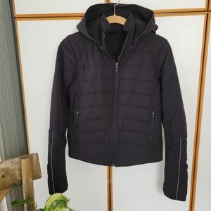 Lululemon Mile Insulated Jacket 4 Black Quilted Convertible Crop